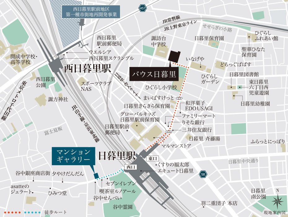 バウス日暮里 現地案内図