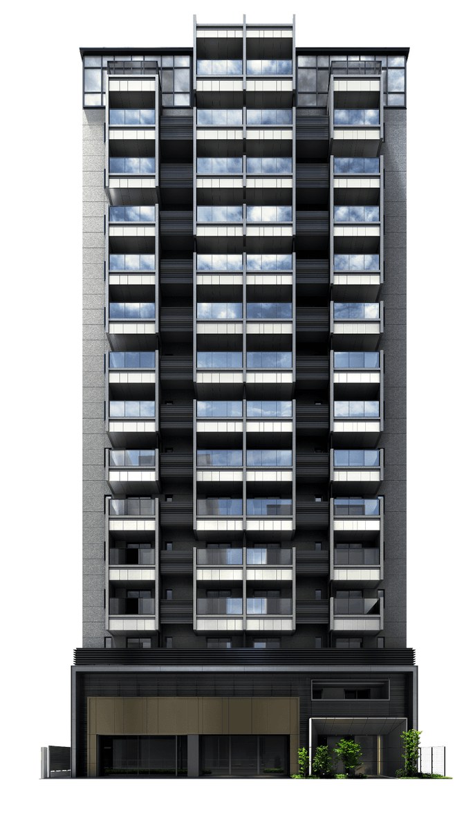パークホームズ東銀座築地 外観完成予想CG（建物の正面全体）
