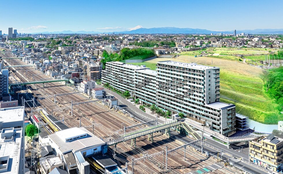 プレミスト鶴見花月総持寺ステーションフロント 外観完成予想CG（南東方向から）